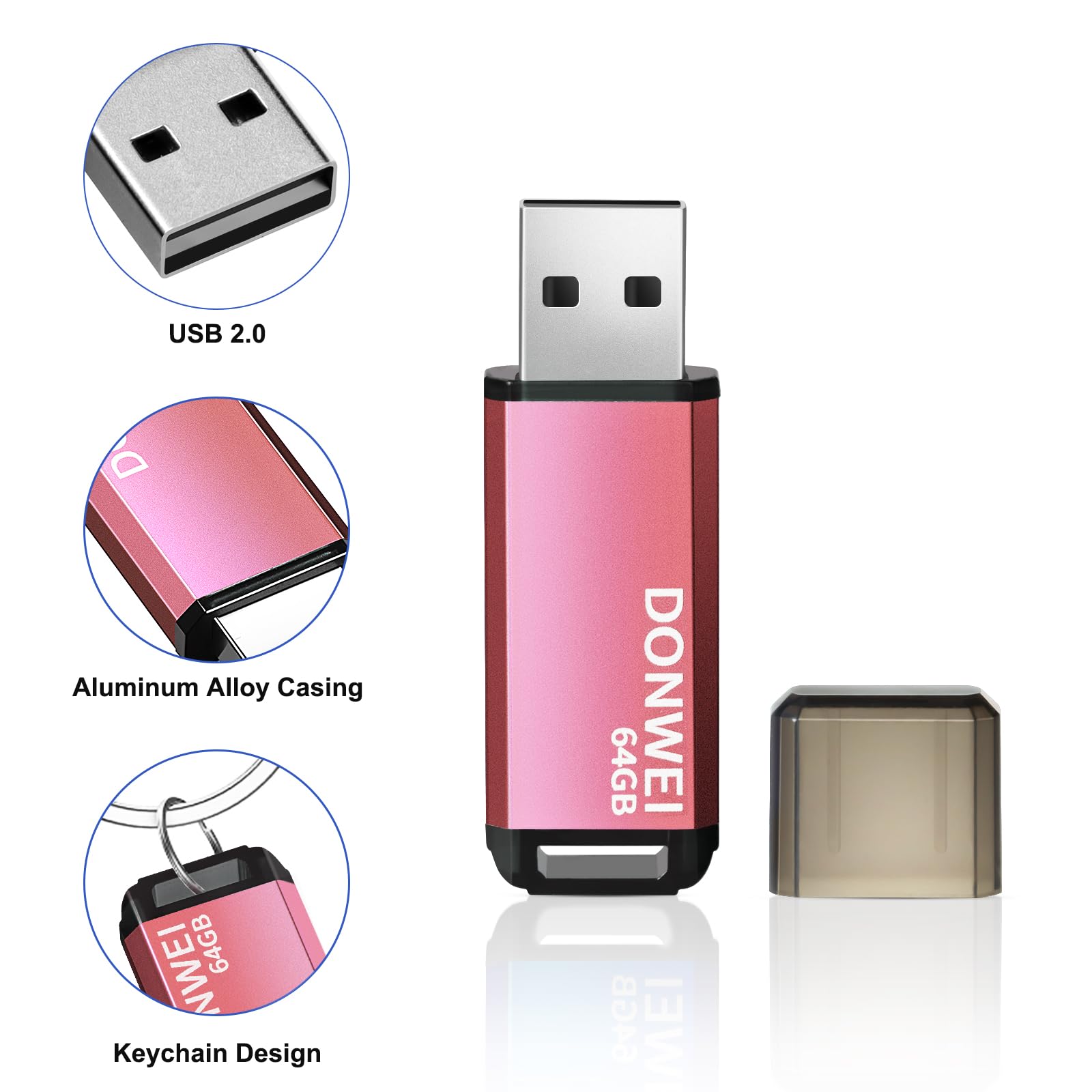 USB Stick,Memory Stick,64gb usb stick,USB 2.0 Flash Drive,USB 64gb,Flash Drive,USB Memory Stick(PINK)