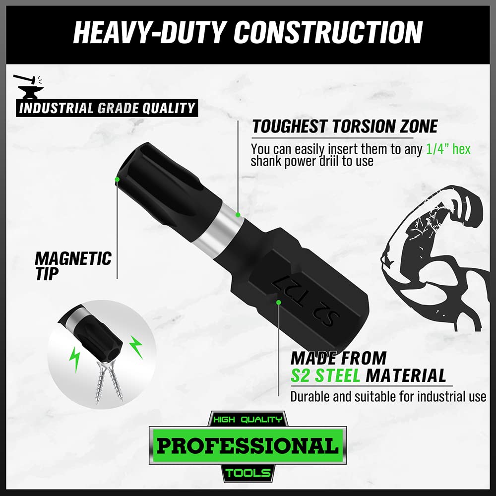 SWANLAKE 20PCS Screwdriver BIT Set,Tamper Resistant Star Bit Set,Torx Bit Set,1/4-inch Hex Shank, S2 Alloy Steel, T4-T40