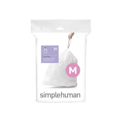 simplehuman CW0173 code M Custom Fit Bin Liners, White Plastic (Pack of 20 Liners)