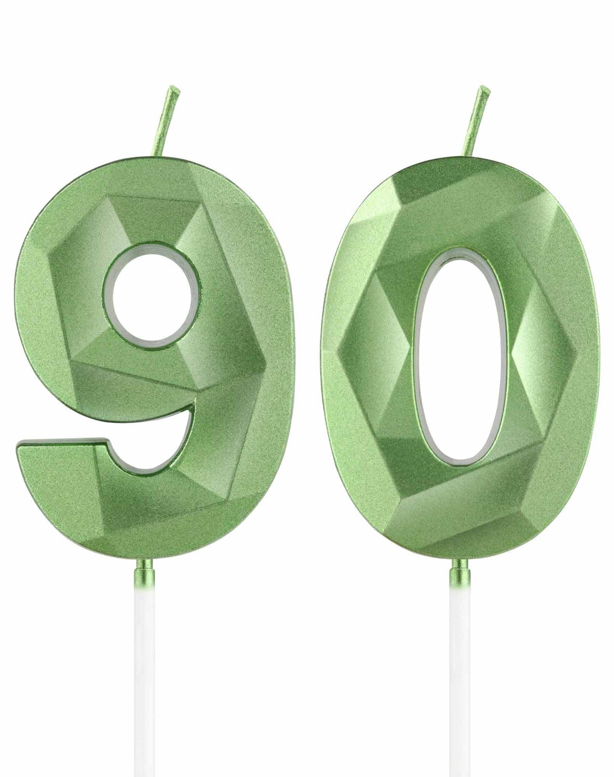 Green 90th Birthday Candles, 3D Green Number 90 Candles for Cake, Women Men 90th Birthday Decorations, Green Cake Decorations, Green Candle Cake Topper for Birthday Party Weddings Anniversary Supplies