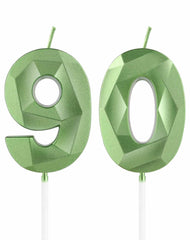 Green 90th Birthday Candles, 3D Green Number 90 Candles for Cake, Women Men 90th Birthday Decorations, Green Cake Decorations, Green Candle Cake Topper for Birthday Party Weddings Anniversary Supplies