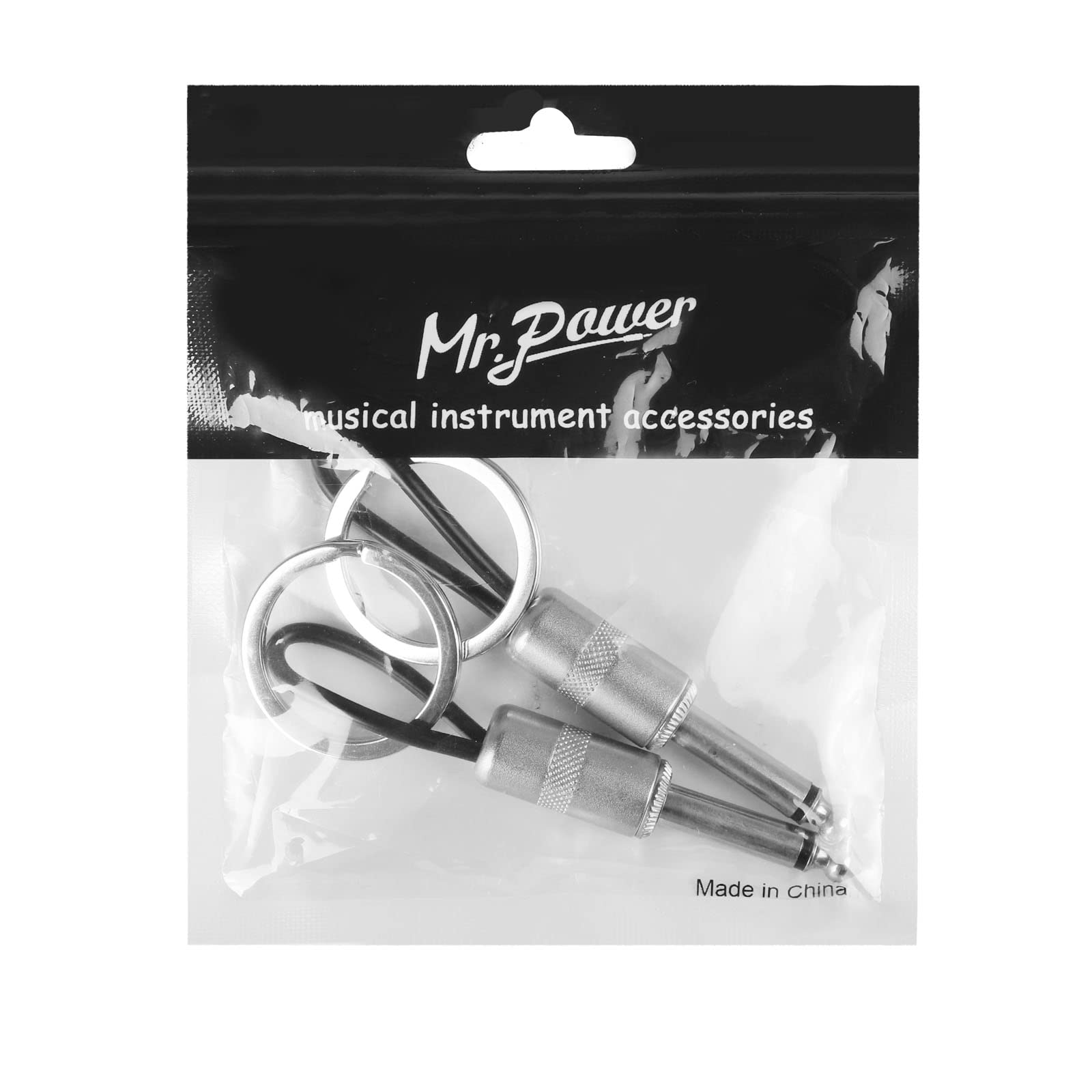 Mr.Power Guitar Audio Cable Plug Keychain Key Ring Metal Idea Musical Gift 2 Pcs (2 Silver)