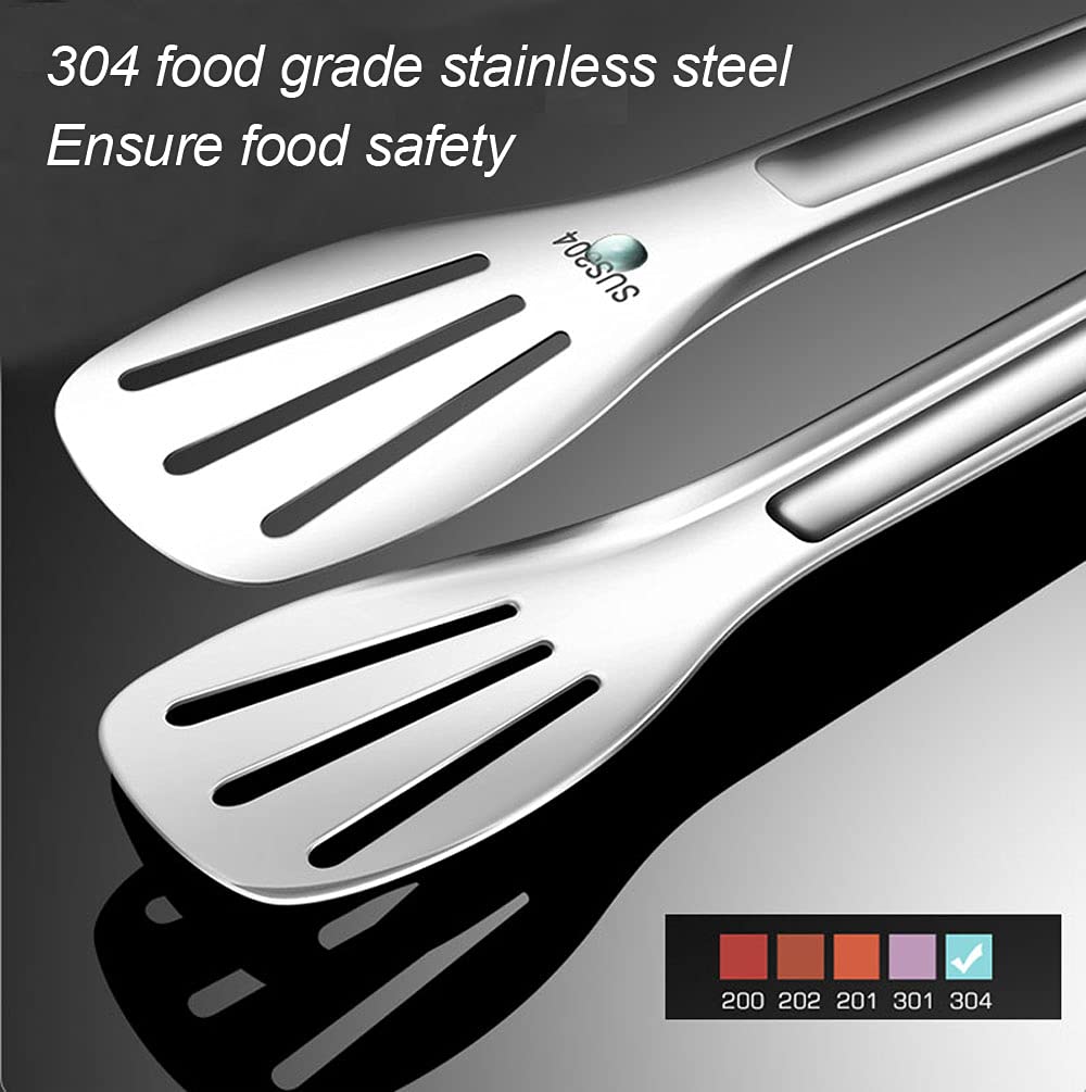 Kitchen Tongs(9'')-304 Easy to Clean-Food Safe Stainless Steel Cooking Tongs,Salad,BBQ,Serving,Frying Tongs Utensils,Kitchen Gift etc,Easy Grip Best Sturdy Tongs,Non Stick.