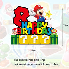 YOOYEH 1 PCS Mario Party Cake Toppers, 8th Cartoon Movie Themed Happy Birthday Party Supplies Decorations for Boys Girls Decorations (8th)