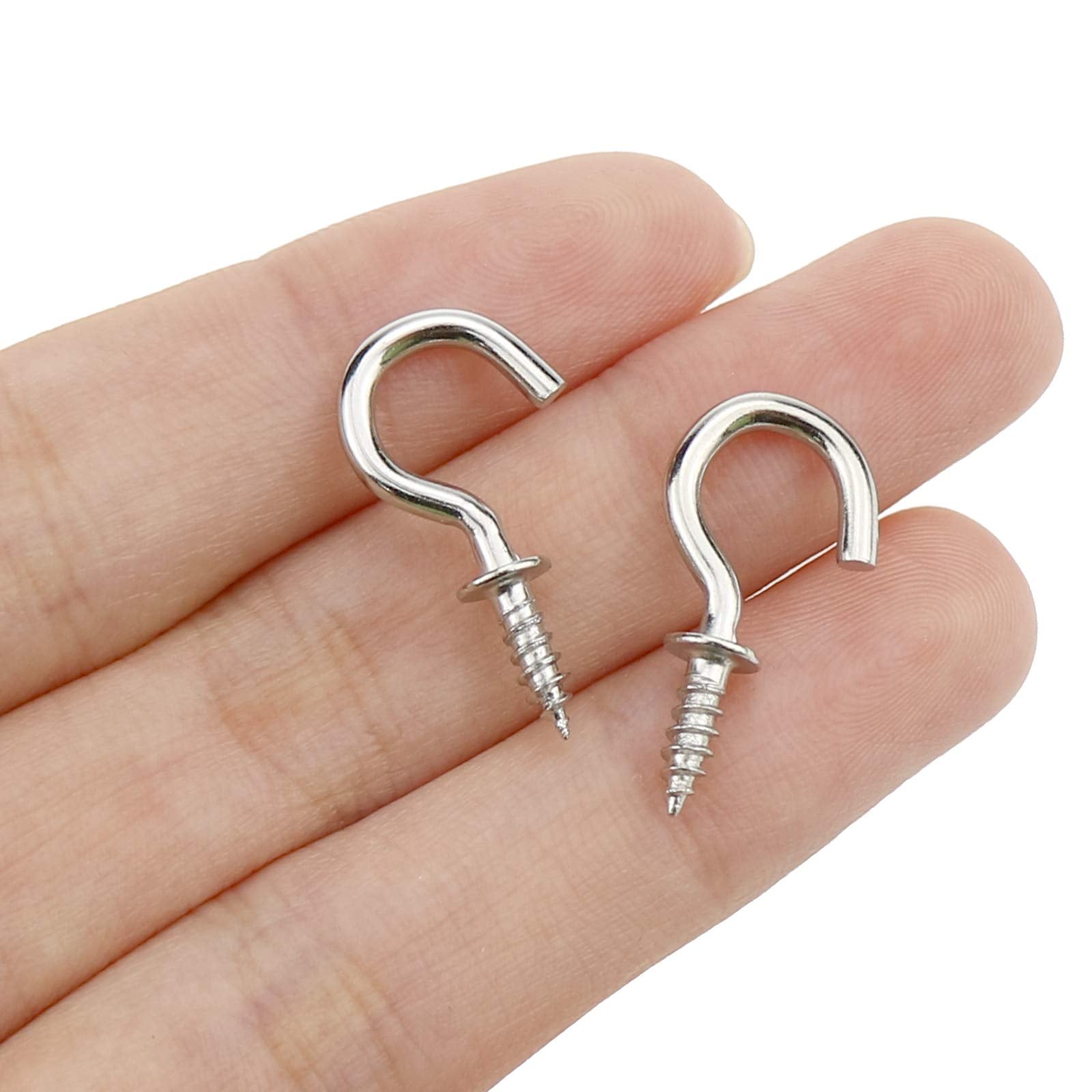 Mini Ceiling Screw Hooks, 200 Pieces 1/2 Inch Cup Hooks Screw-in Hooks for Hanging Plants Mug Arts Decorations, Silver