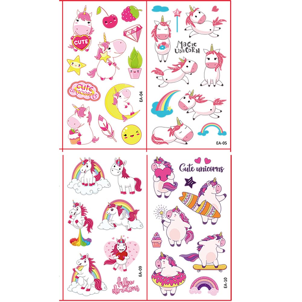 Unicorn Temporary Tattoos for Party Favors(8sheets) Birthday Party Supplies, Unicorn Favors Decoration