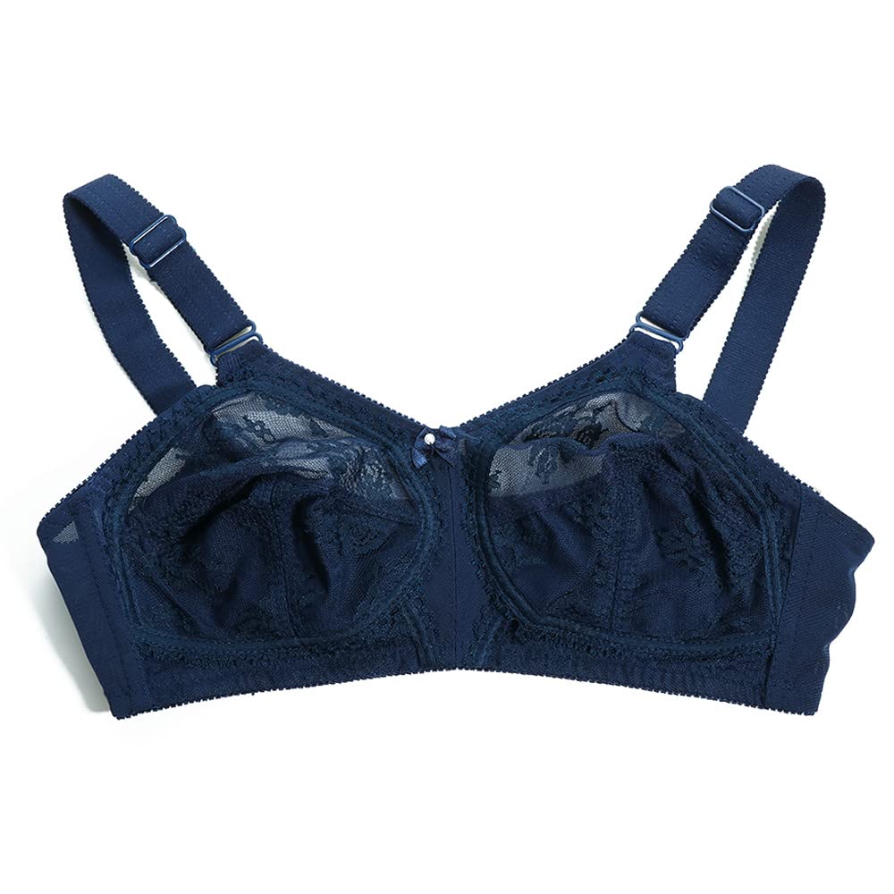 Ayigedu Ladies Plus Size Bra Minimiser Full Coverage Firm Hold Non Padded No Wired 48-C Blue