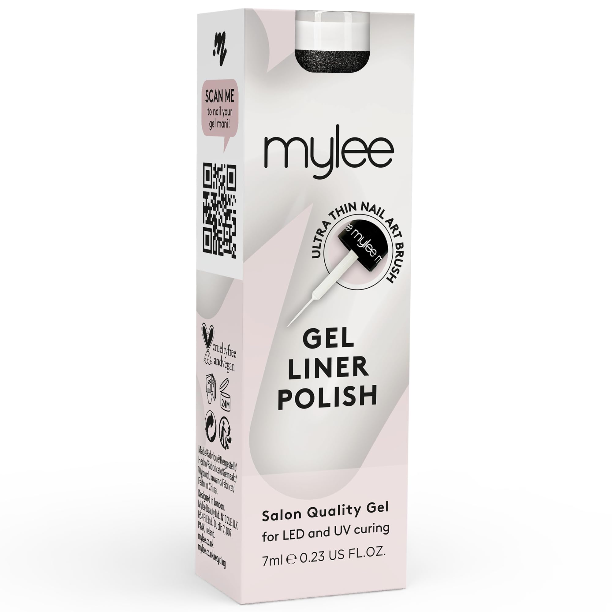 Mylee Liner Gel Nail Polish 7ml [Break The Ice] With Built-In Nail Art Brush - UV/LED Soak-Off Nail Art Manicure Pedicure for Professional, Salon & Home Use - Long Lasting & Easy to Apply