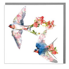 Lola Design - Wildlife Botanical Greeting Cards - Blank Cards and Envelopes - Swallows Animal Card