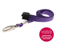 Customcard ltd® Holder and Lanyard Neck Strap with Lobster Metal Clip for ID Badge, ID Card - Colour Purple. Recyclable Holder and ECO Friendly Lanyard (Purple)