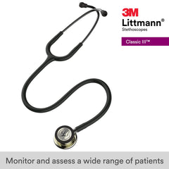 3M Littmann Classic III Monitoring Stethoscope, Champagne - Finish Chestpiece, Black Tube, Smoke Stem and Headset, 69 cm, 5861