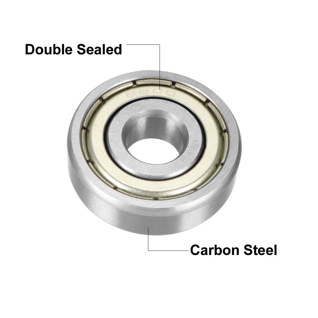 sourcing map 6200ZZ Ball Bearing 10mm x 30mm x 9mm Double Shielded 6200-2Z 80200 Deep Groove Bearings, Carbon Steel (Pack of 4)