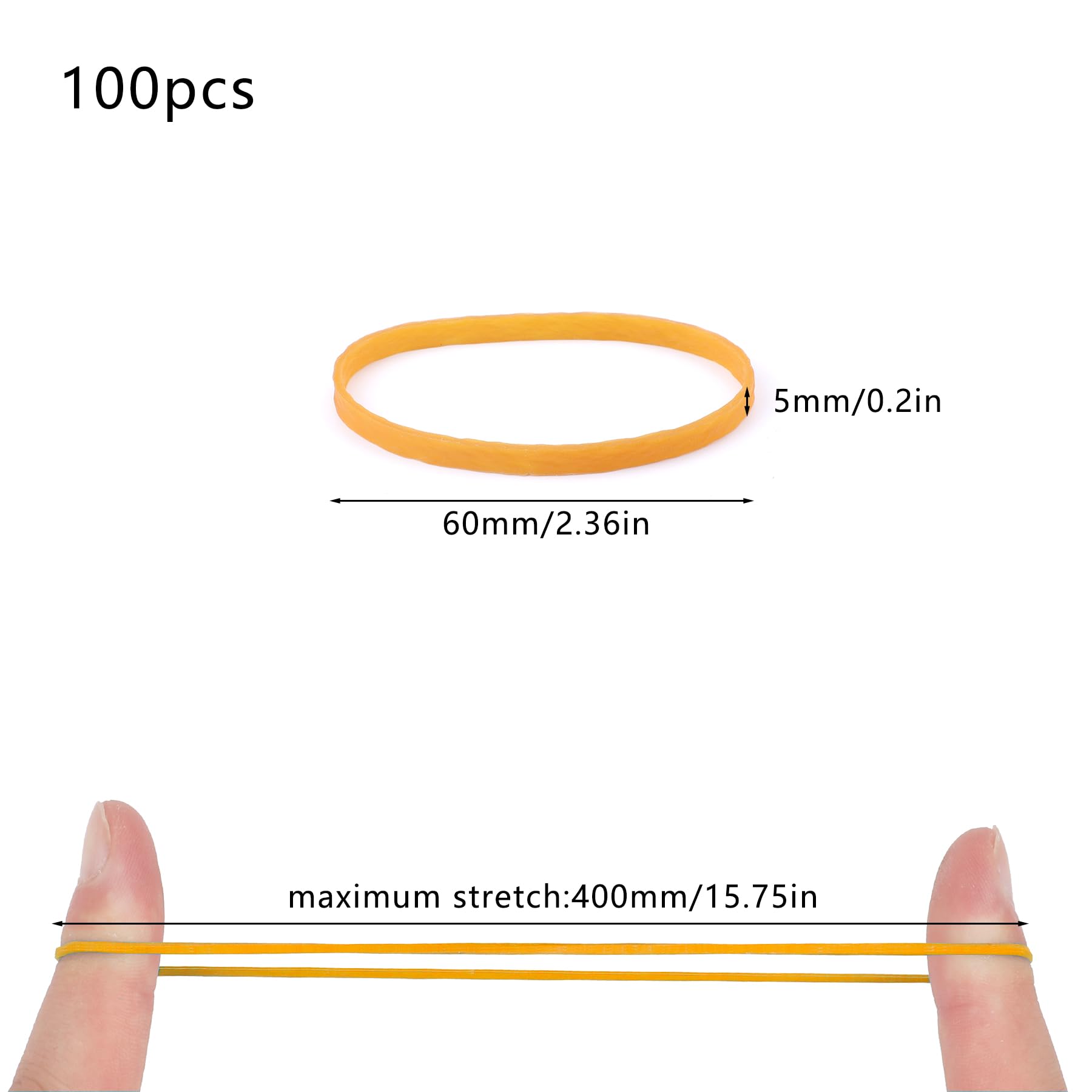 Elastic Bands Heavy Duty 100Pcs Thick rubber bands100x5mm Natural Strong Money Elastic Bands Wide Rubber Band Stationary Stretchable Bands for Home School Office Workshop Accessories,Yellow