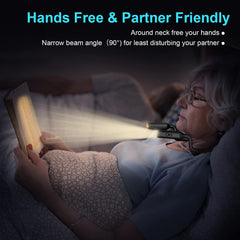 HUNYYN Neck Reading Light, Book Light for Reading in Bed at Night, Rechargeable Hands Free Reading Lamp 3 Colors Brightness Adjustable Neck Light for Reading, Knitting, Crocheting,Repairing