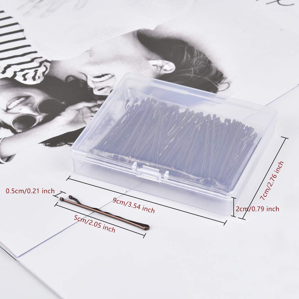 Hair Grips Brown, MORGLES 120 Pcs Bobby Pins Brown Hair Pins for Women with Box (5 cm/2Inches)