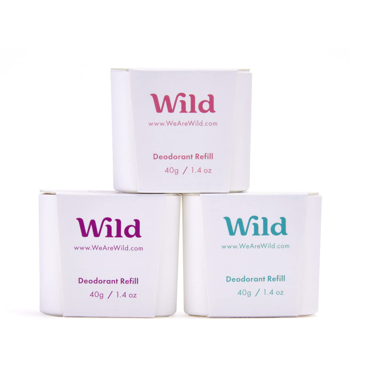 Wild - Natural Refillable Deodorant - Aluminium Free - Refill Variety Pack Includes Fresh Cotton & Sea Salt, Jasmine & Mandarin and Coconut & Vanilla Scents - Long Lasting Protection