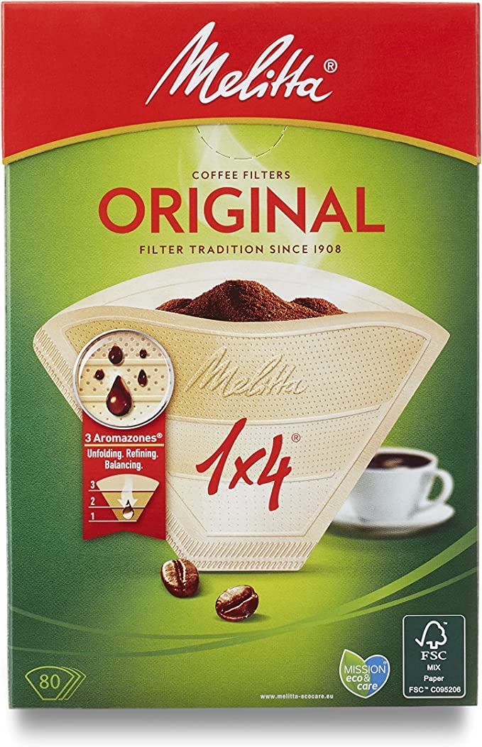 Melitta 6658076 Pack Original Size 1x4, 80, Filter Coffee Makers, Brown, Paper