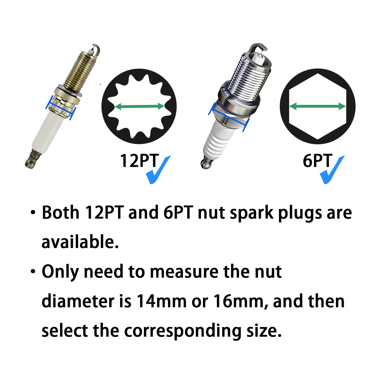 ZKTOOL 14mm Universal Joint Magnetic Spark Plug Wrench, Thin Wall 12 Point 3/8 Inch CR-V Swivel Spark Plug Socket, Spark Plug Puller, Spark Plug Removal Tools