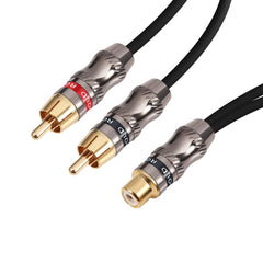 Devinal RCA Splitter cable, RCA Female to Dual Male Gold Plated Adapter, Stereo Phono Audio Y-Cable heavy duty (1 Female to 2 Male) 10 inches(25 cm)