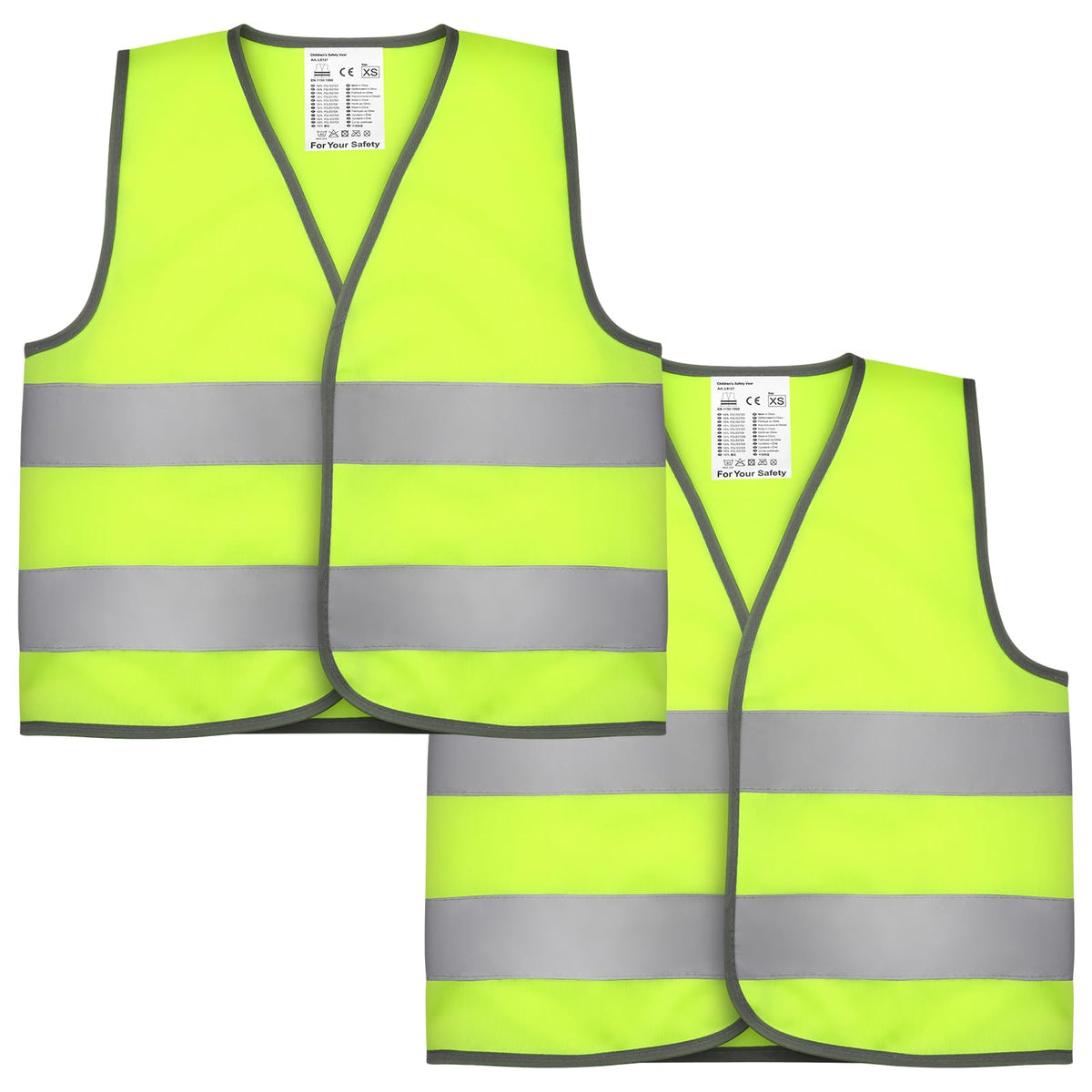 Firtink 2 Pieces Hi Vis Vests for Kids,Kids High Visibility Reflective Vest,High Vis Vests,Hi Vis Safety Vests,High Vis Jacket with Reflective Strips for Kids Outdoor (L)