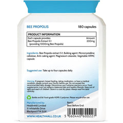 Bee Propolis High Strength 1000mg 180 Capsules (V) Immune System Booster Natural Immune Support Supplement Rich in Functional antioxidants. Made in The UK by Health4All