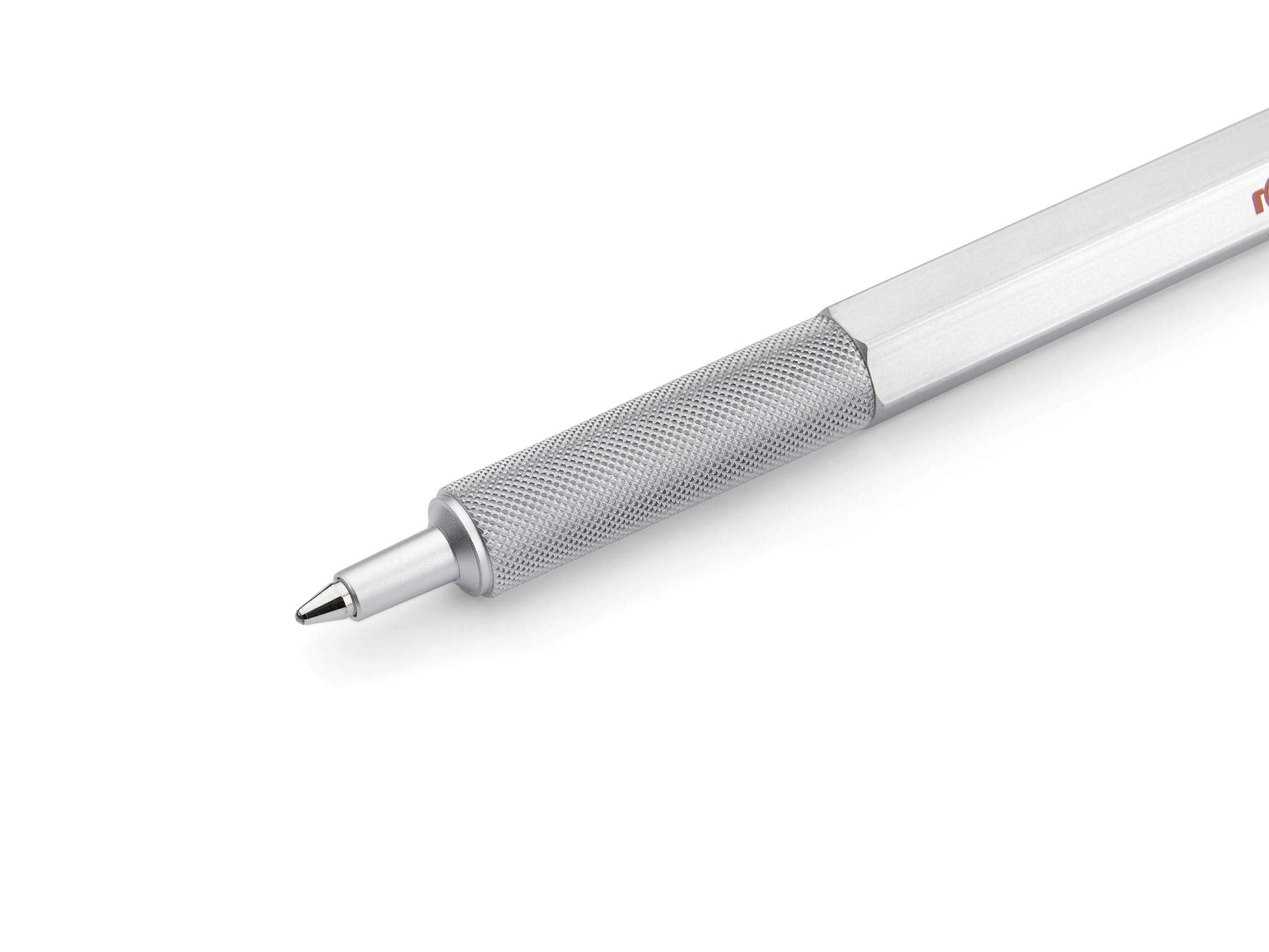 rOtring 600 Ballpoint Pen   Medium Point   Black Ink   Silver Metal Barrel with Non-Slip Knurled Grip   Refillable