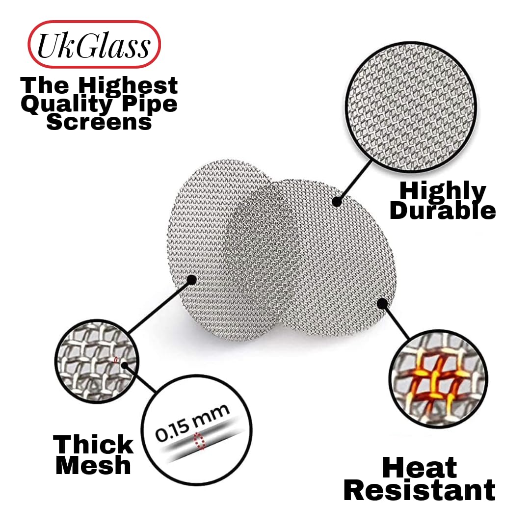 Pipe Screens - 100% Stainless Steel Smoking Pipe Screen Filters for Bong, Pipe, Rig and More - 15mm (0.6in) Mighty Crafty Screen - Bong Gauze Ash Catcher (100 Pack)