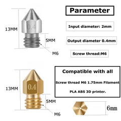 30pcs Nozzles 0.4mm 0.2mm 0.6mm,3D Printer Brass Stainless Steel Hotend Nozzles for Creality Ender 3 V2/Ender 3/Ender 3 Pro/Ender 3 Max/Ender 5 Pro/Ender 3 S1/Ender 3 Neo/CR 10 Series ...