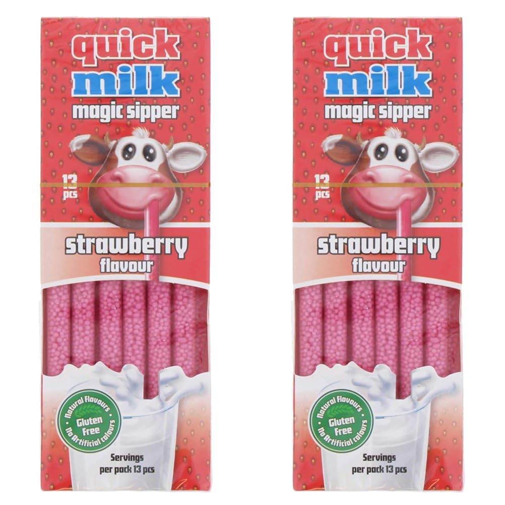 Quick Milk Magical Sipper 13 Straws - (Strawberry Flavour) (Pack of 2)