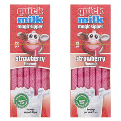 Quick Milk Magical Sipper 13 Straws - (Strawberry Flavour) (Pack of 2)