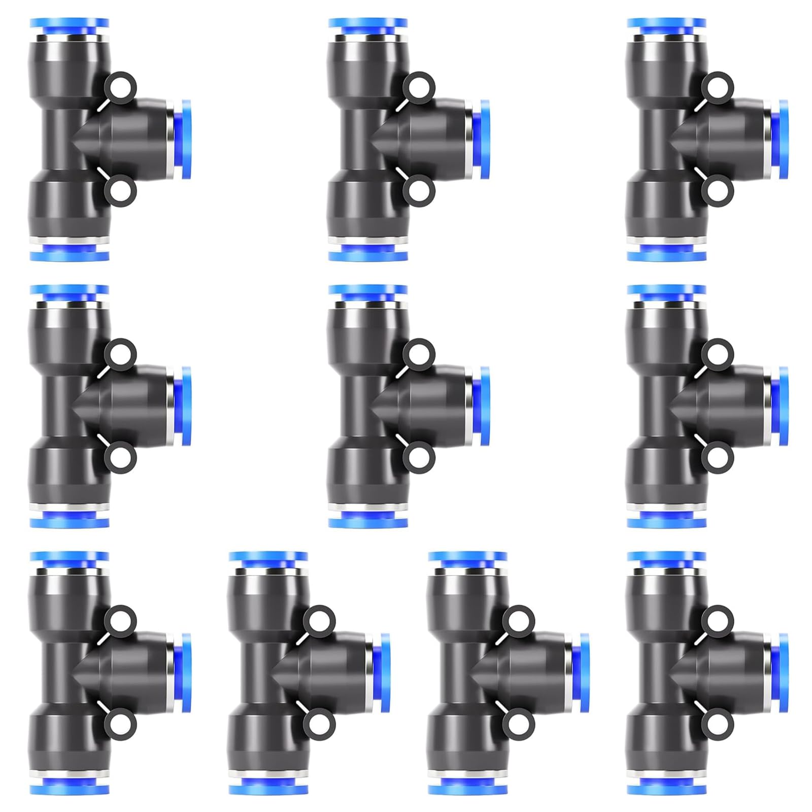 TAILONZ PNEUMATIC 8mm OD Tee Plastic Push to Connect Fittings 3 Ways Tube Connect Push Fit Push Lock PE-8 (Pack of 2)