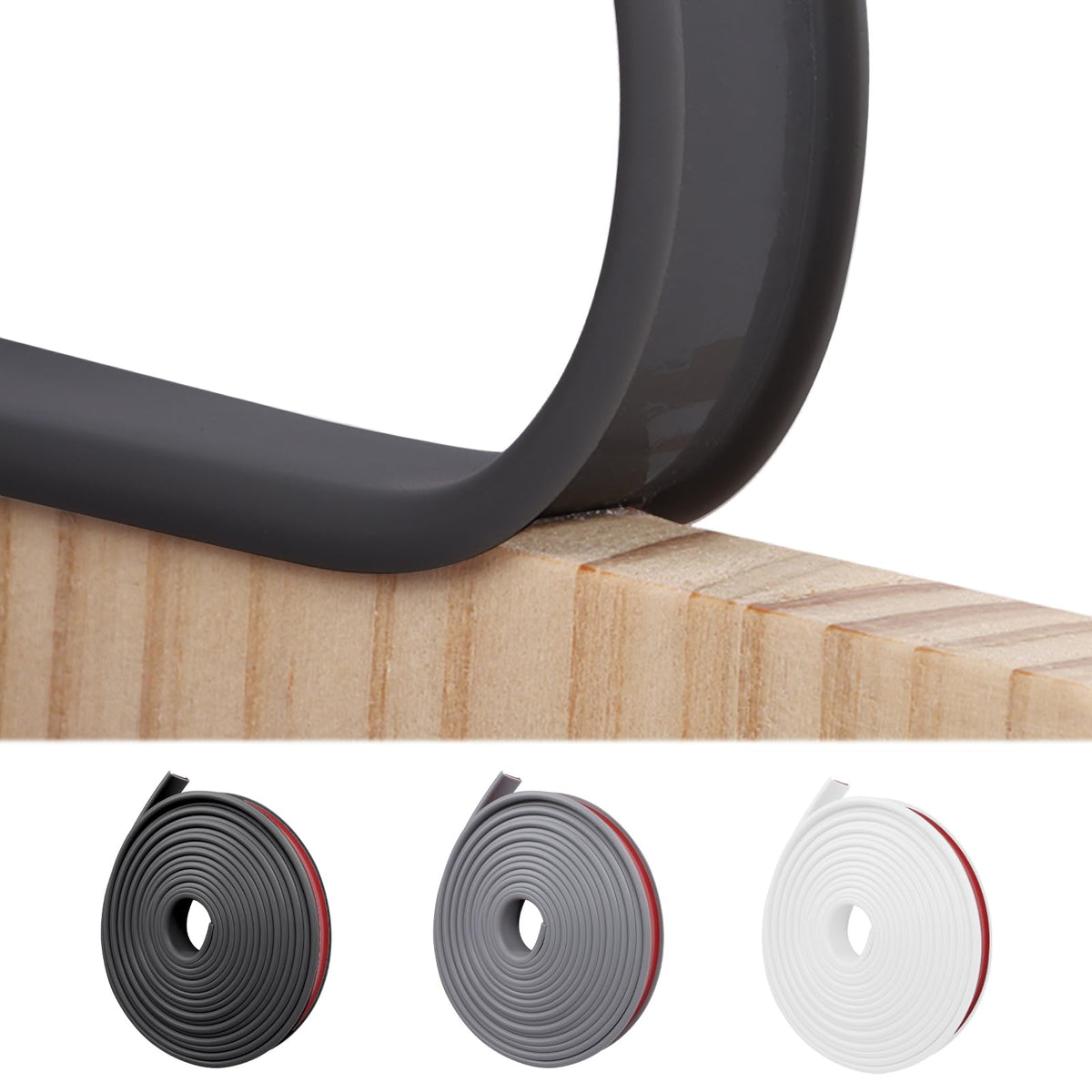NiCoLa U-Shape Flexible Furniture Edge Banding, 5m×16mm Black TPE Self Adhesive Veneer Edging Strip Edge, DIY Furniture Edge Trim for Table Cabinets Chairs Shelves Restoration (Black, 16mm)