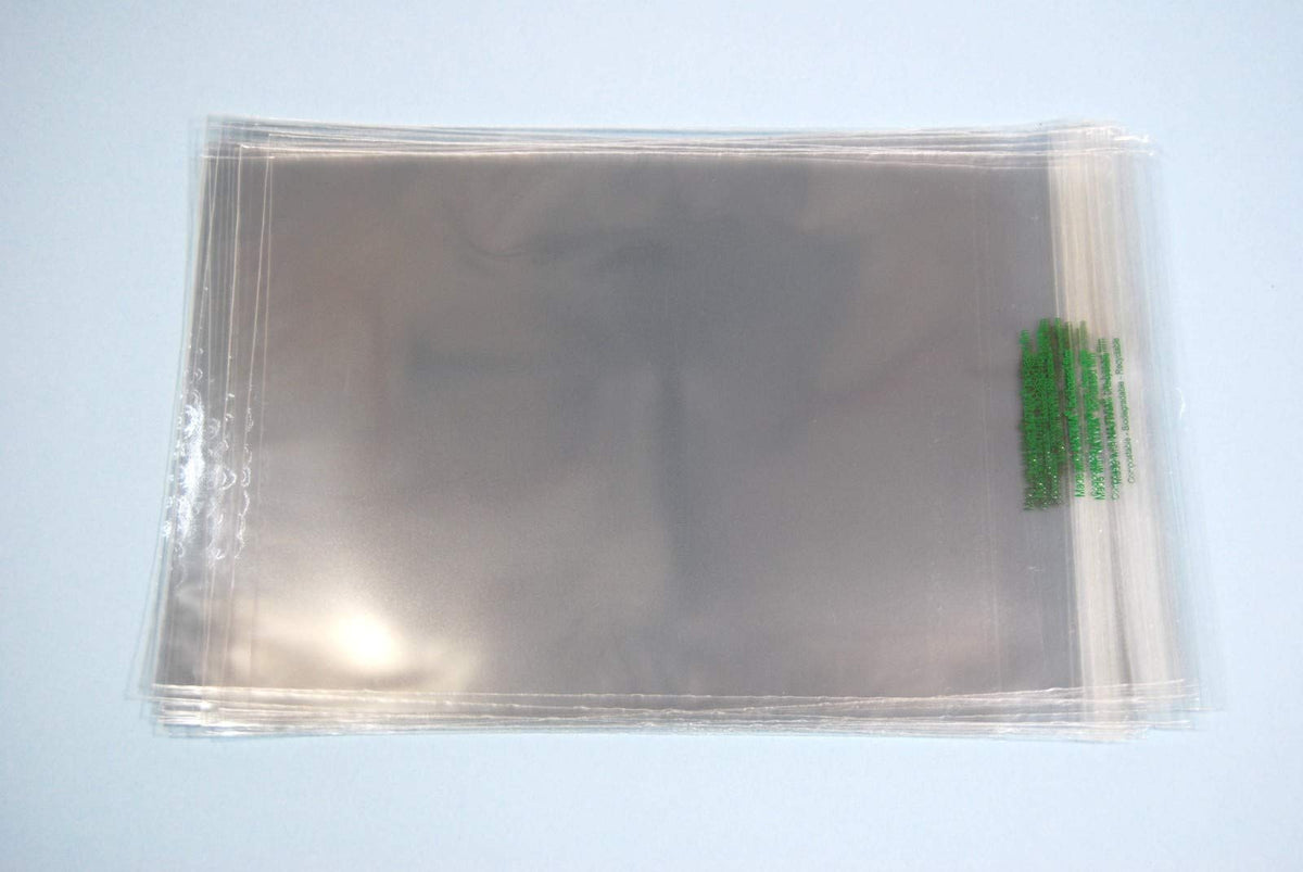 Pack of 100 - Biodegradeable C5 Cello - 167mm x 230mm and 30mm Flap - PLA Greeting Card Display Bags 30 Micron Self Seal - Medium Cello