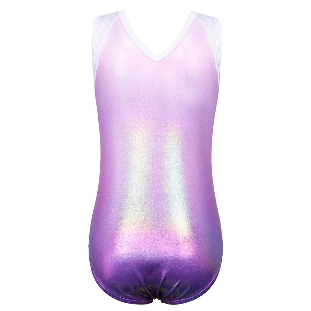 ZNYUNE Girls One Piece Blue Gradient Color Sparkle Leotard Dancing Ballet Gymnastics Athletic Leotards for Little Girl B182 Purple 12A