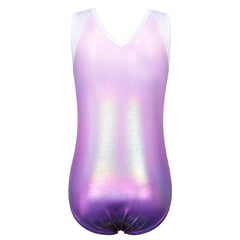 ZNYUNE Girls One Piece Blue Gradient Color Sparkle Leotard Dancing Ballet Gymnastics Athletic Leotards for Little Girl B182 Purple 12A