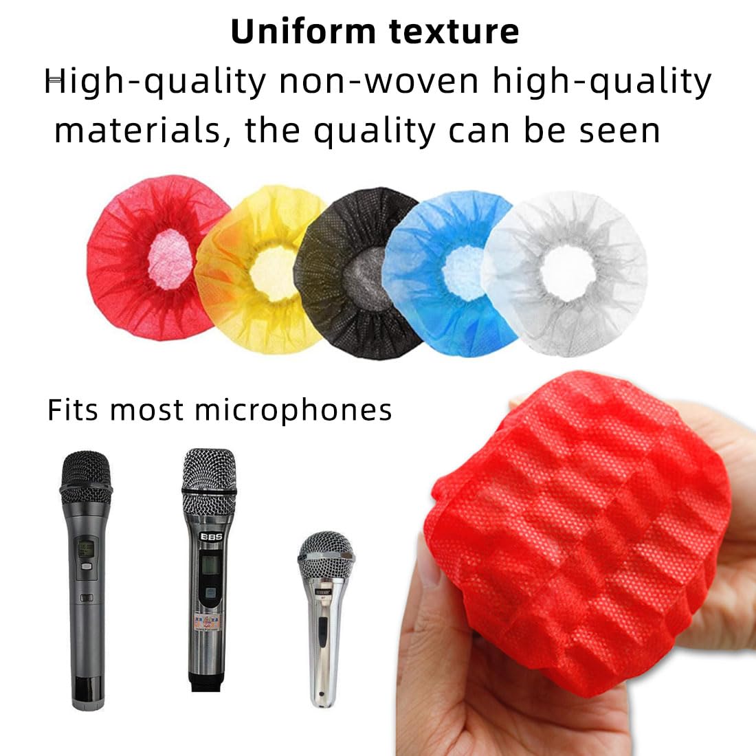 JOCXZI 50 Hygienic Disposable Microphone Covers - Suitable for Most Portable Microphones for Handheld Microphones, Protective Cap, Karaoke Microphone Cover, Mike Windscreen for KTV, Home