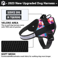 Belababy Soft No Pull Dog Harness Small Medium Large Dog, Reflective Service Assistance Dog Vest Harness, Adjustable Emotional Support Dog Puppy Harness with Colorful Pattern, Triangle, XS