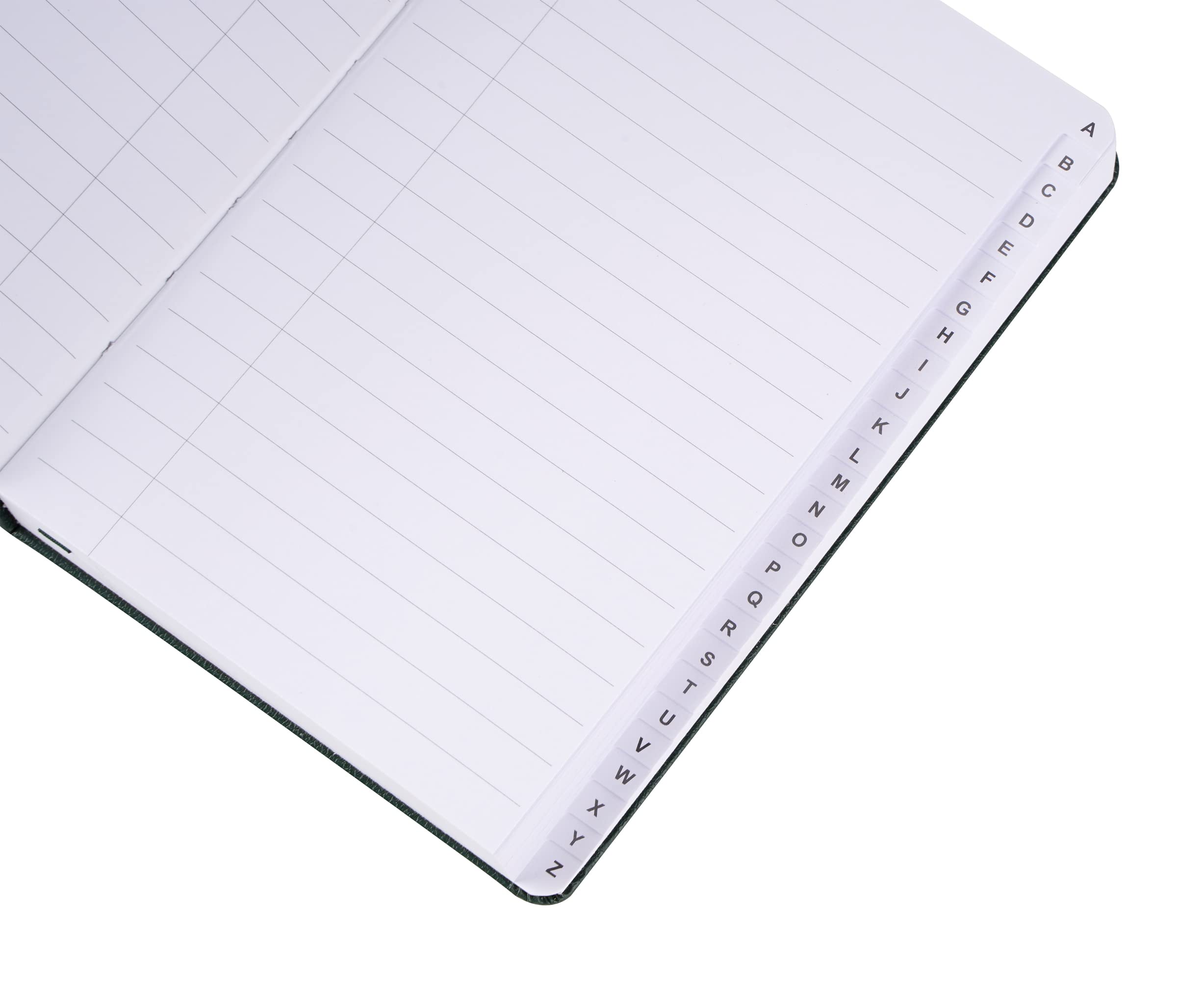A6 Index Notebook Hardback Leatherette Cover 8mm Ruled Margin A-Z Tabs 264 Pages 100 GSM White Paper – 11 X 16 CM Index Notebook (Black)