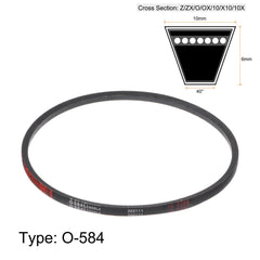 sourcing map O-584 V-Belts Drive Belt 584mm Inner Girth 10mm Width 6mm Height Rubber for Power Transmission