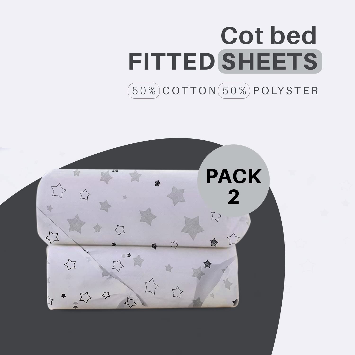 DTEX HOMES 2 x Cot Bed Sheets Super Soft Breathable Polycotton Fitted Sheet 60 x 120 cm (Stars)