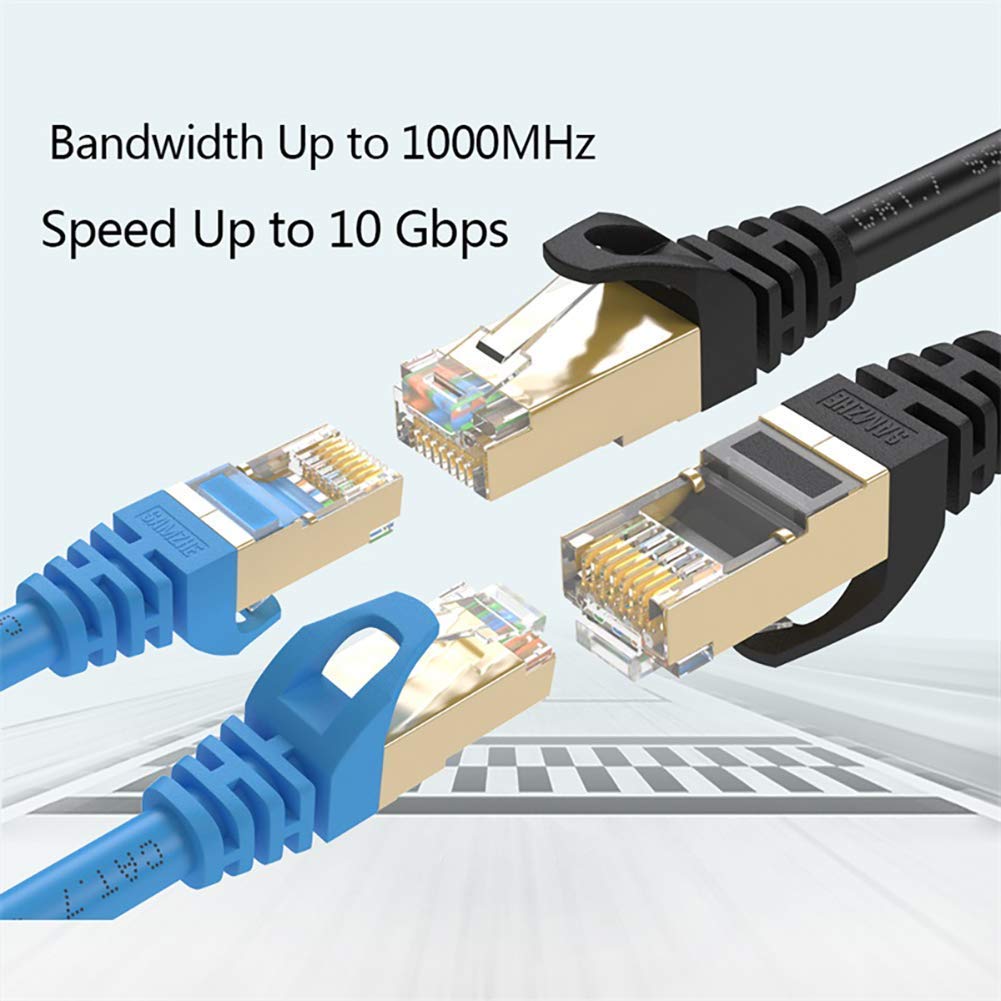 Cat7 Ethernet Cable 0.5M, cat 7 Patch Cord Gigabit Network lan cable high speed 10gbps gold plated RJ45 connector for Modem router Patch panel computer laptop TV box (0.5M, Black)