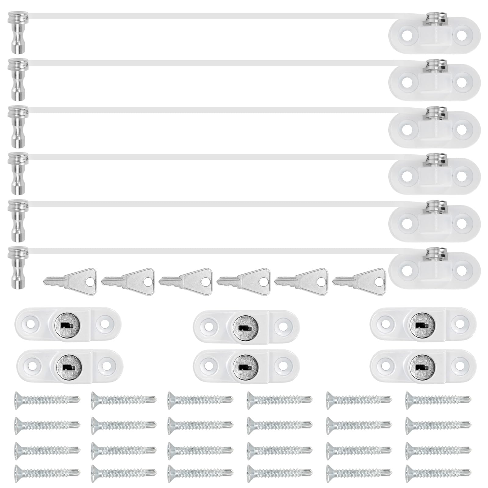 6 Pcs Window Restrictor Locks for Kids Window Restrictors UPVC Baby Security Window Locks with Screws Keys for Baby Child Children Safety, Window Locks Door Locks for Home Public School and Commercial