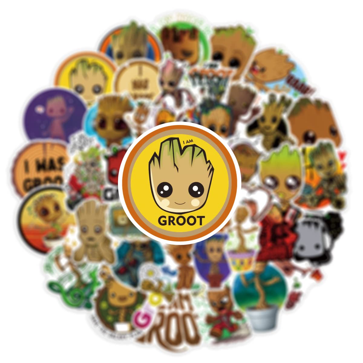 Yangsiw Groot Stickers for Water Bottle Waterproof Vinyl Cute Cartoon Movie Decals for Kids Laptop Tablet Scrapbook Binders Luggage Skateboard 50pcs …