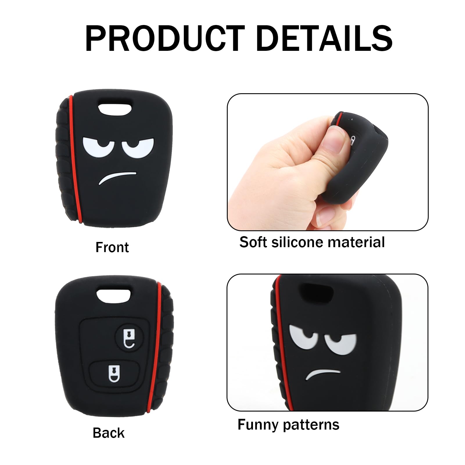 1 Pcs 2 Button Car Key Fob Cover Replacement, Funny Car Remote Control Key Case Shell Compatible with Peugeot 107 207 307 407 Citroen C1 C2 C3 C4 C5 Xsara Picasso Berlingo, Key Case No Blade