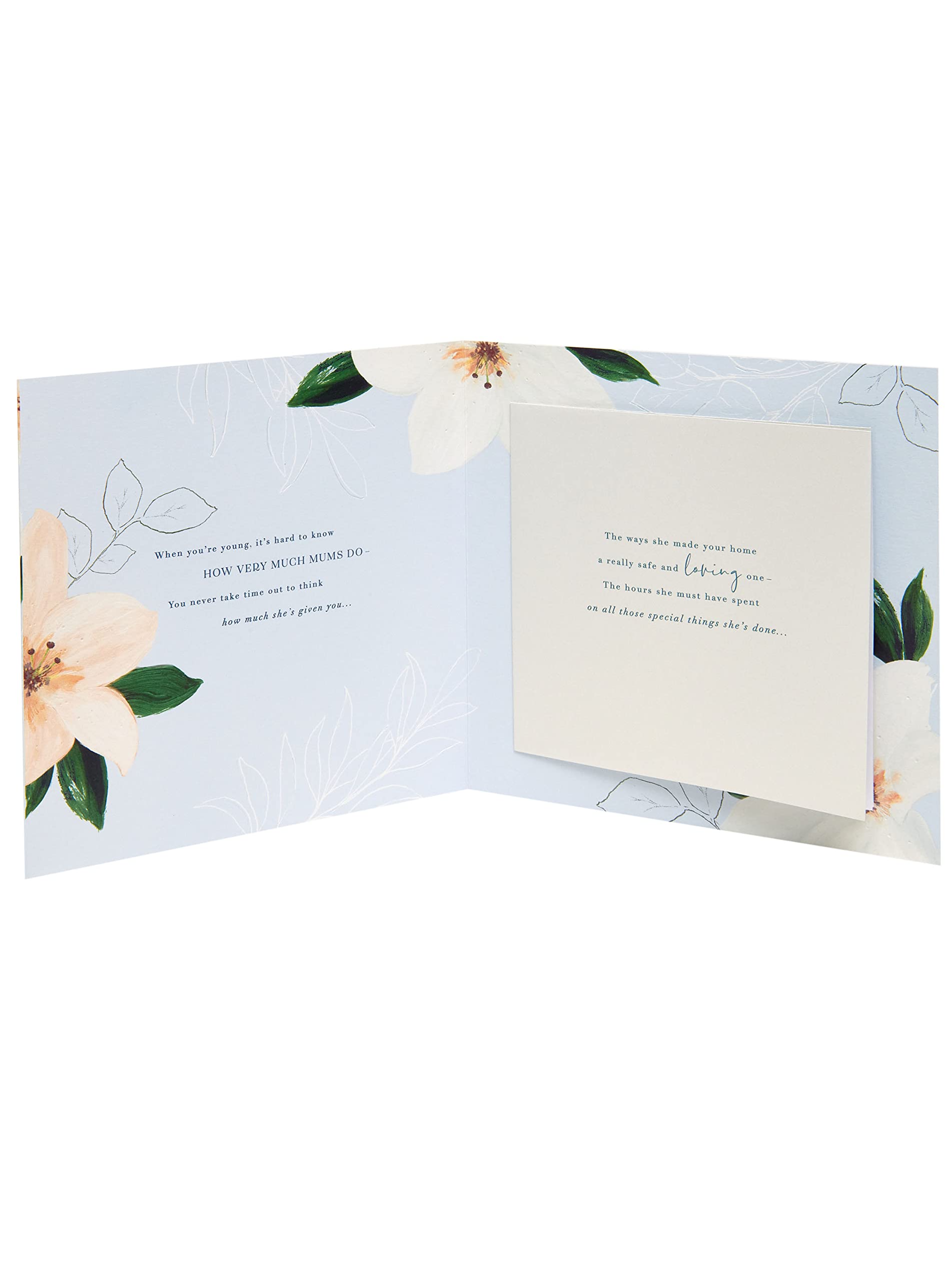 UK Greetings Mother's Day Card With Envelope - Light Flower Design,210x210mm