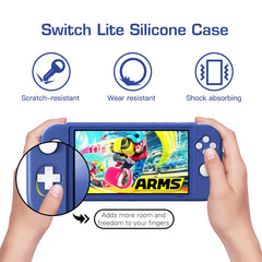 MoKo Case Compatible with Switch Lite, Silicone Protective Rubber Cover, Shock-Absorption Anti-Scratch Non-Slip Case Compatible with Switch Lite Console - Blue