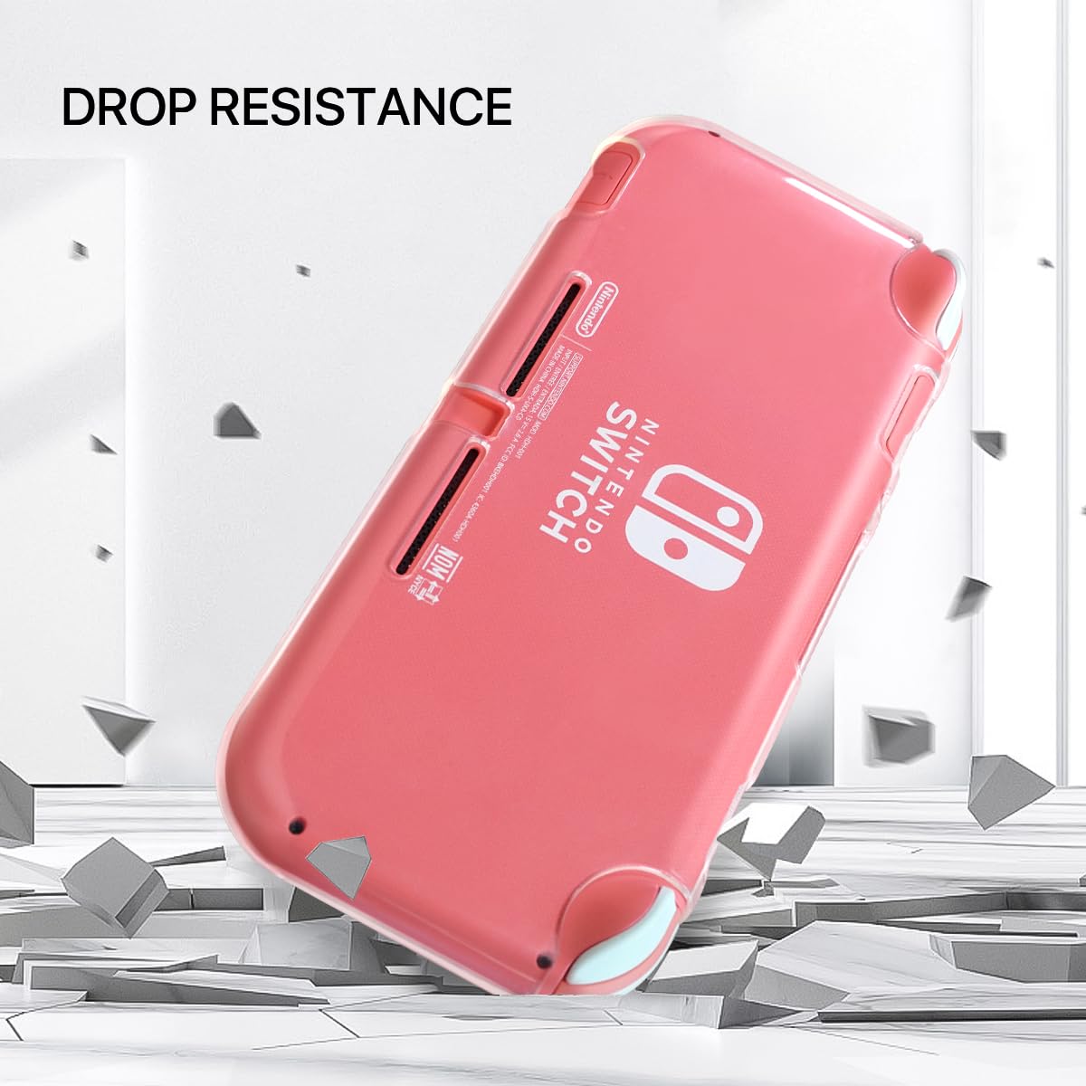 FIWWAT Switch Lite Case Protective Case for Switch Lite, Soft Lite Cover Compatible with Switch Lite TPU Cover with 2 x Thumb Grip Caps Carry Travel Case for Boys Girls, Clear