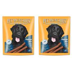 Pet Munchies Venison Stix Dog Treats, Healthy Training Treats with Natural Ingredients 50g (5 Chews) (Pack of 2)