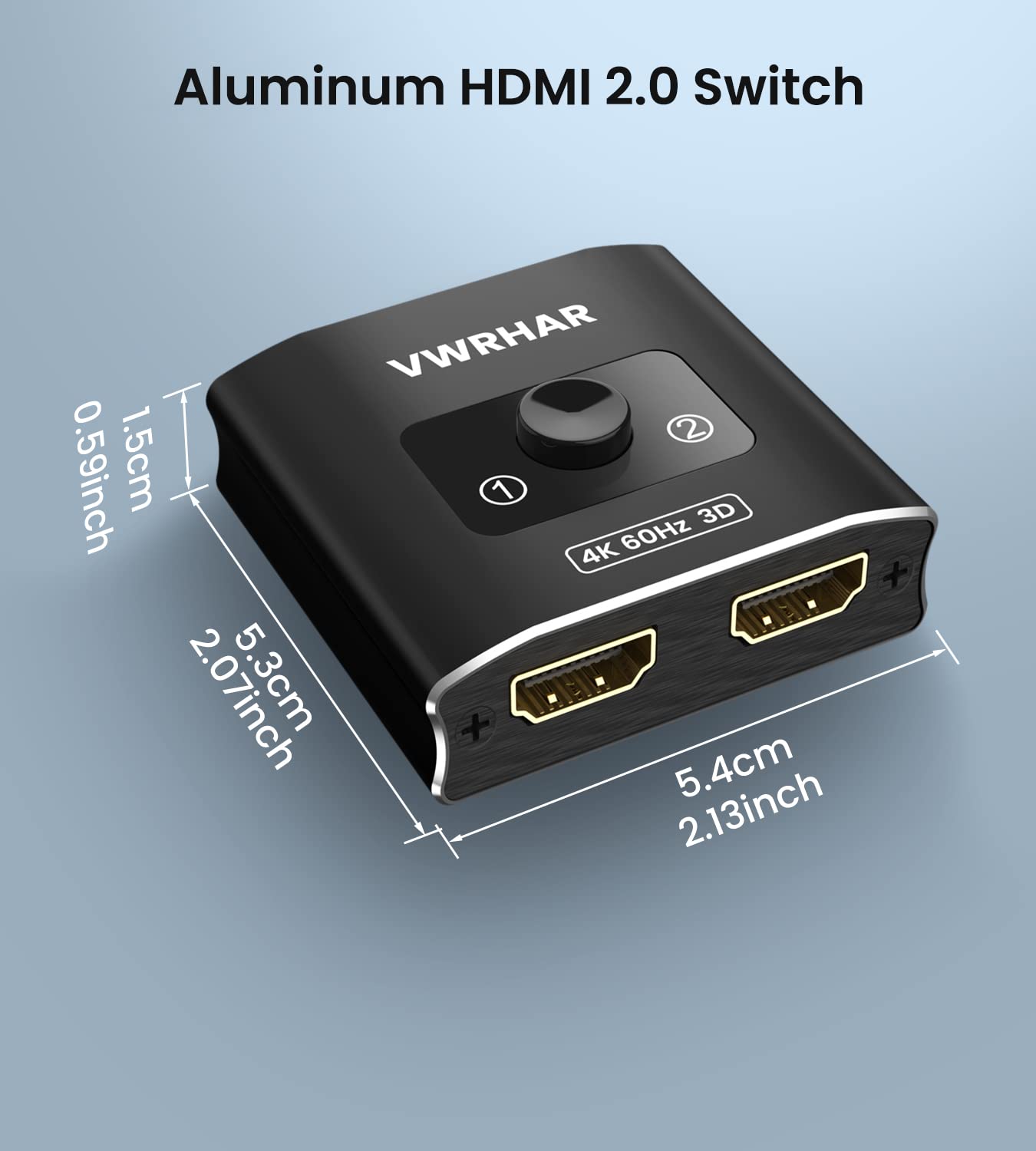 HDMI Splitter, HDMI Switch 4K@60Hz, Aluminum HDMI Splitter 2 In 1 out / 1 In 2 out, Supports 4K 3D 1080P Dobly, HDMI Switcher for Fire TV Stick,Xbox, PS5/4/3, Blu-Ray,DVD,TV, Projector