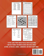 Extra Large Print Mixed Puzzles Activity Book for Adults, Seniors and Elderly (UK Version): 56 puzzles - Word Search, Crosswords, Sudoku and Criss Cross